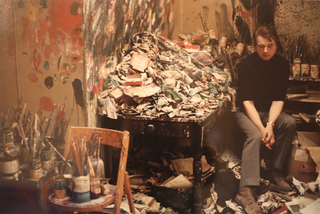 Francis Bacon in his studio, 7 Reece Mews, London (1972) Photo and © Jacques Saraben
