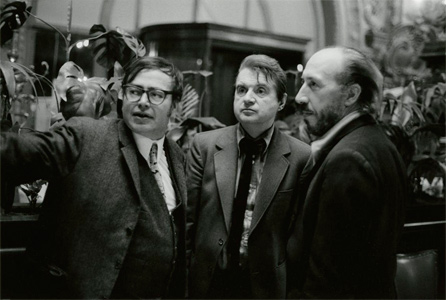Blaise Gautier, Francis Bacon and Richard Hamilton at the Francis Bacon Retrospective exhibition preview dinner at Le Train Bleu in Paris on 26 October 1971. Photo and © André Morain MB Art Collection.