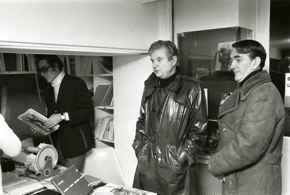 Francis Bacon at the opening of his show at the Claude Bernard Gallery, 1977, with his friend Denis Wirth-Miller. Photo and © John Minihan. MB Art Collection.
