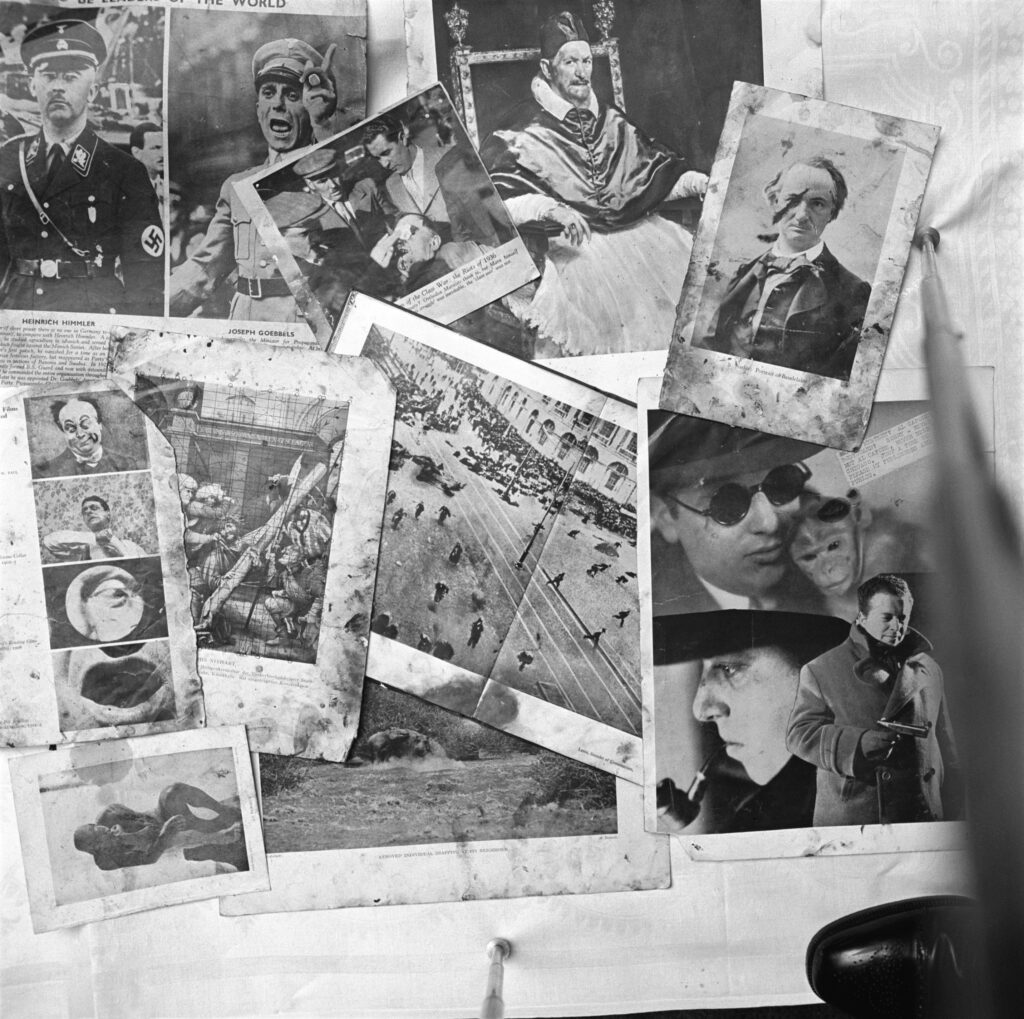 Montage of material from Francis Bacon’s 7 Cromwell Place studio, 1950. Photo: Sam Hunter © Estate of Sam Hunter