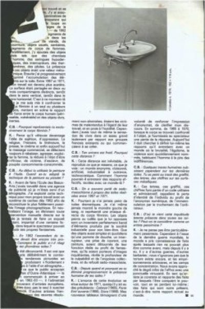 Page du magazine français Opus International no.65. « L’Art (hors sur dans contre) la ville ? », édité par les Editions Georges Fall, Paris en 1977/1978 avec une reproduction d’une peinture de Peter Klasen. Collection: Dublin City Gallery The Hugh Lane